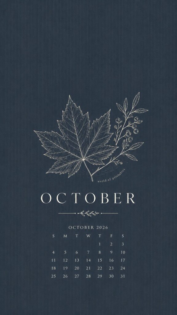 Fall Leaves October 2026 Phone Wallpaper