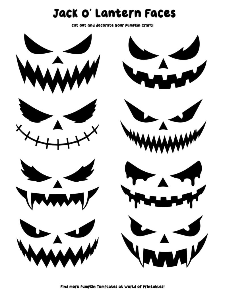Jack O' Lantern Face Templates - Set 1