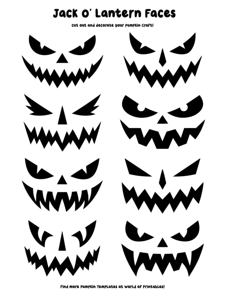 Jack O' Lantern Face Templates - Set 6