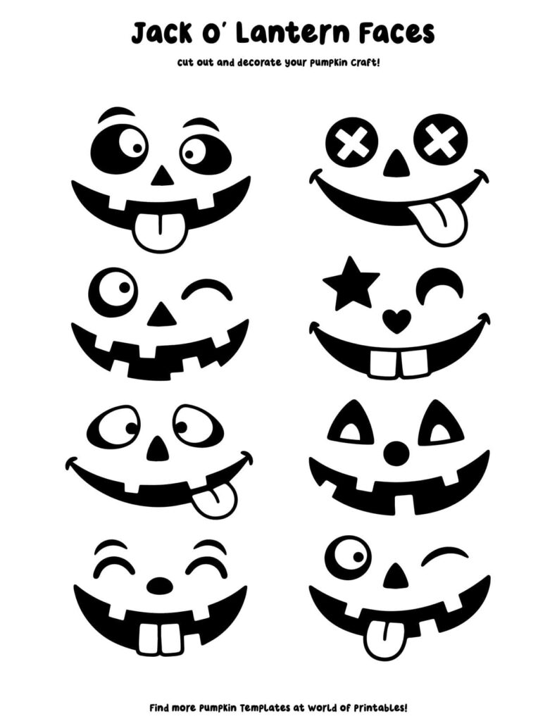 Jack O' Lantern Face Templates - Set 9