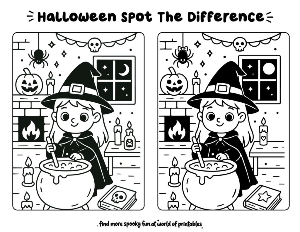 Little Witch Brewing Potion Spot The Difference