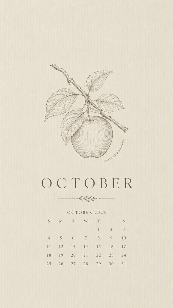 Minimalist Apple October 2026 Phone Wallpaper