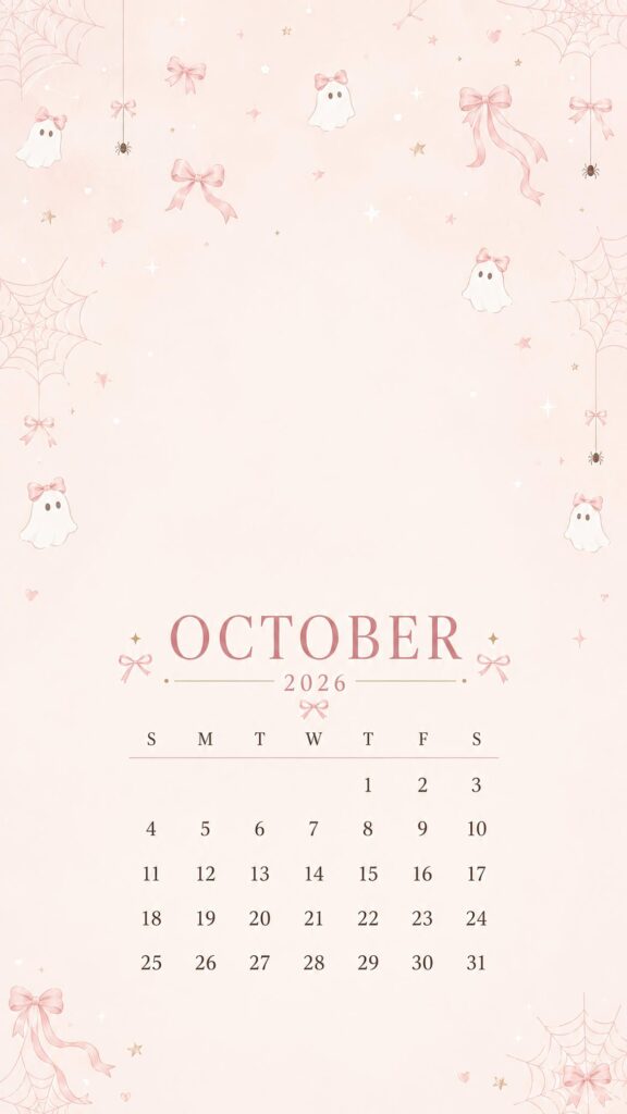 Pastel October Calendar Wallpaper 2026