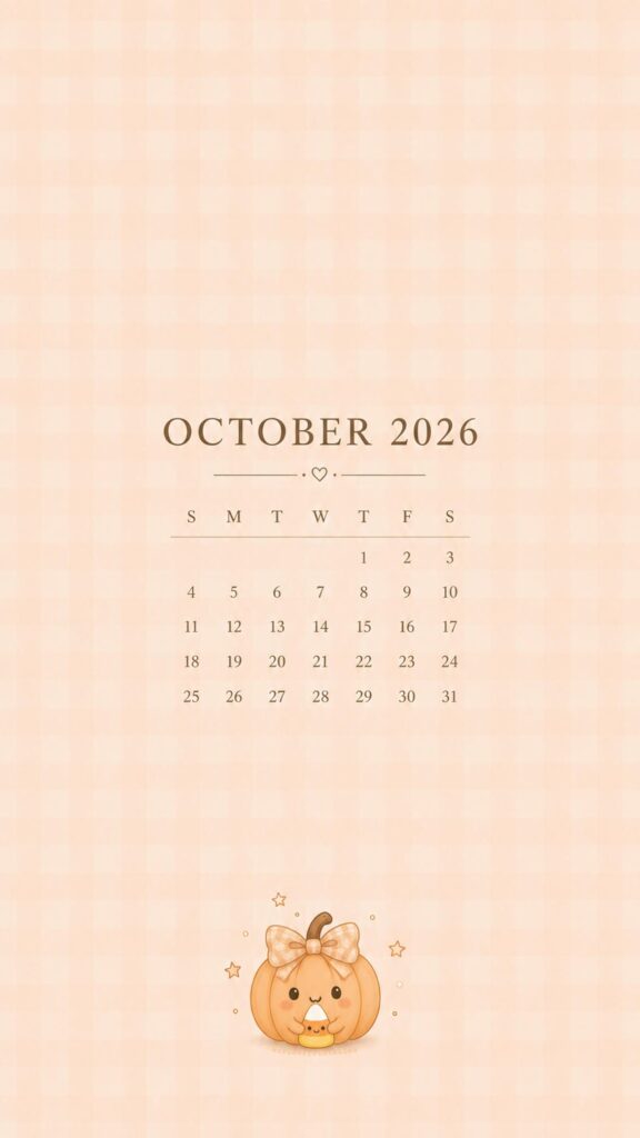 Pretty Pumpkin October 2026 Calendar Wallpaper