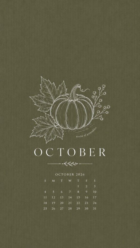 Pumpkin October 2026 Phone Wallpaper