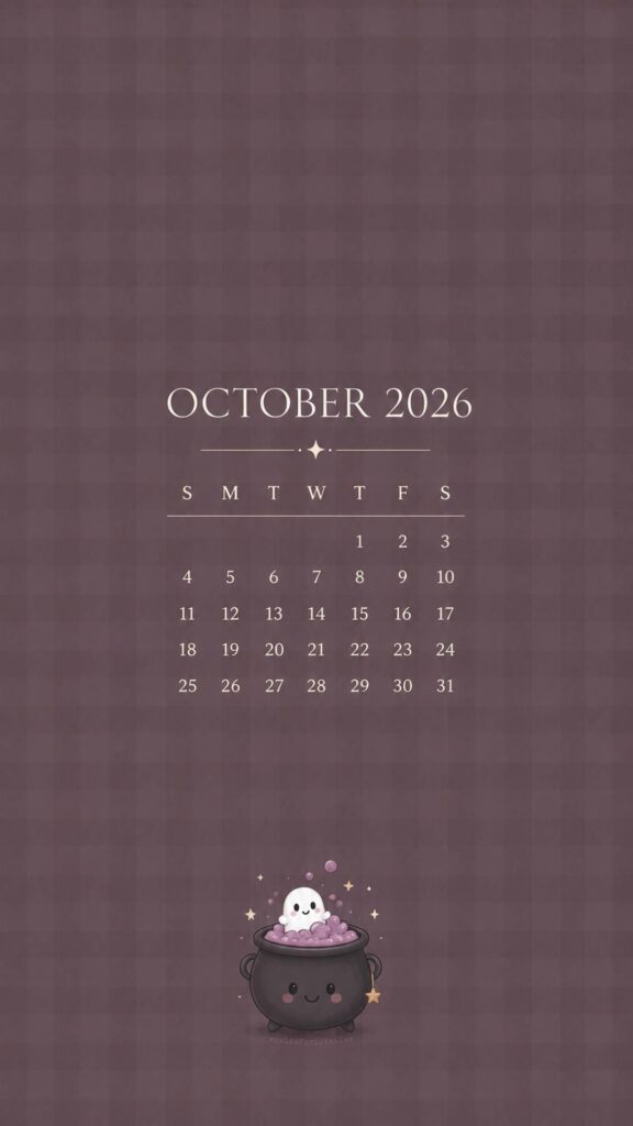 Purple Cauldron October 2026 Calendar Wallpaper