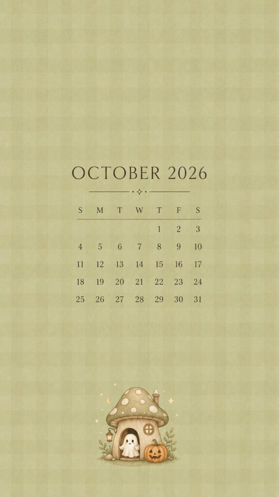 Spooky Cute October 2026 Calendar Wallpaper