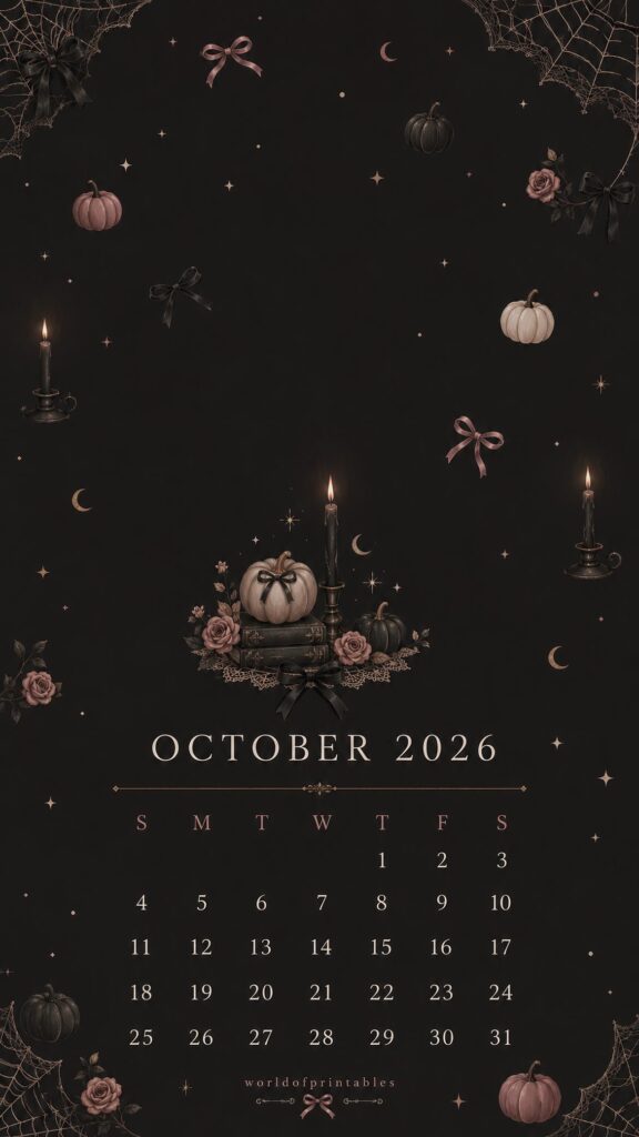 Witchy October Calendar Wallpaper 2026