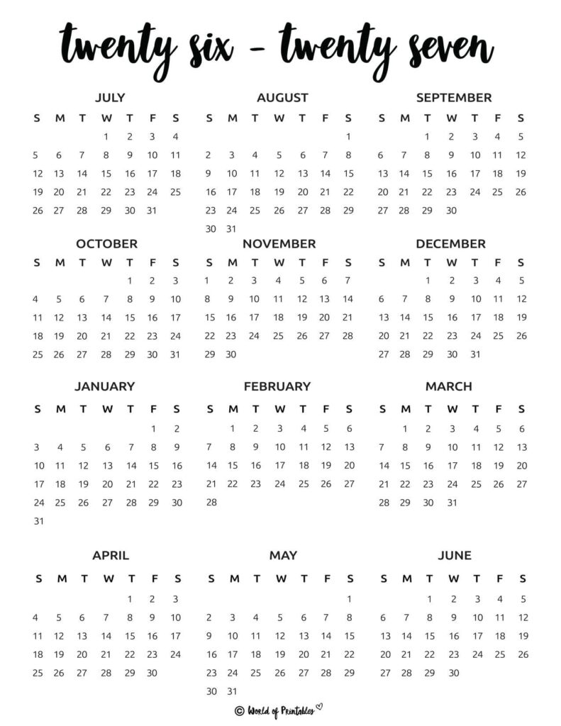 2026 2027 One Page School Calendar