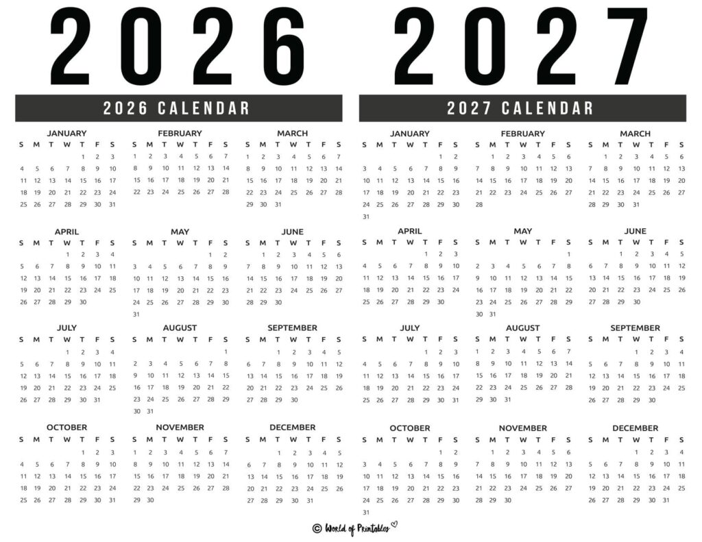 2026 2027 Year Calendar