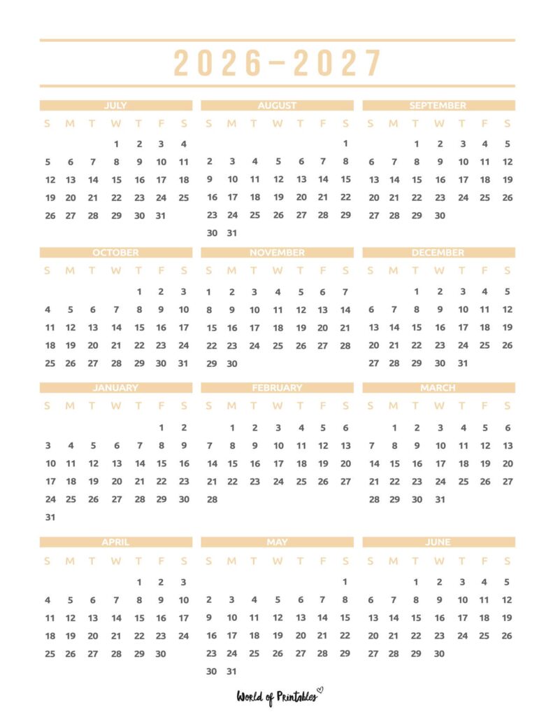2026 2027 academic calendar beige minimalist