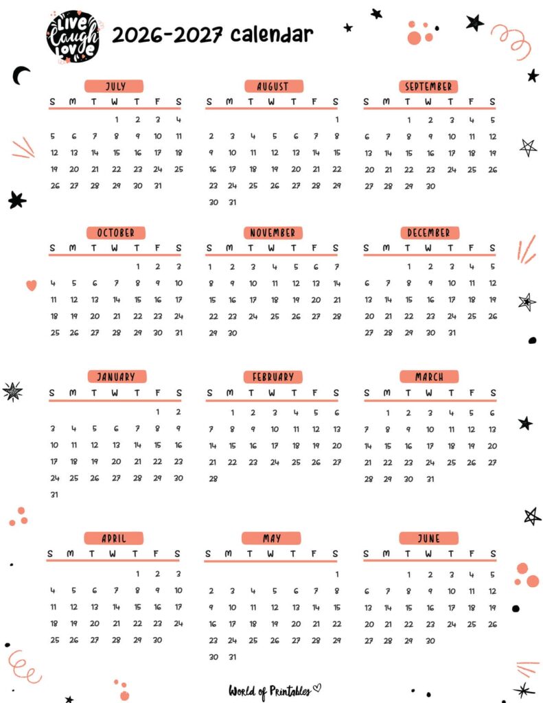 2026 2027 academic calendar fun doodle