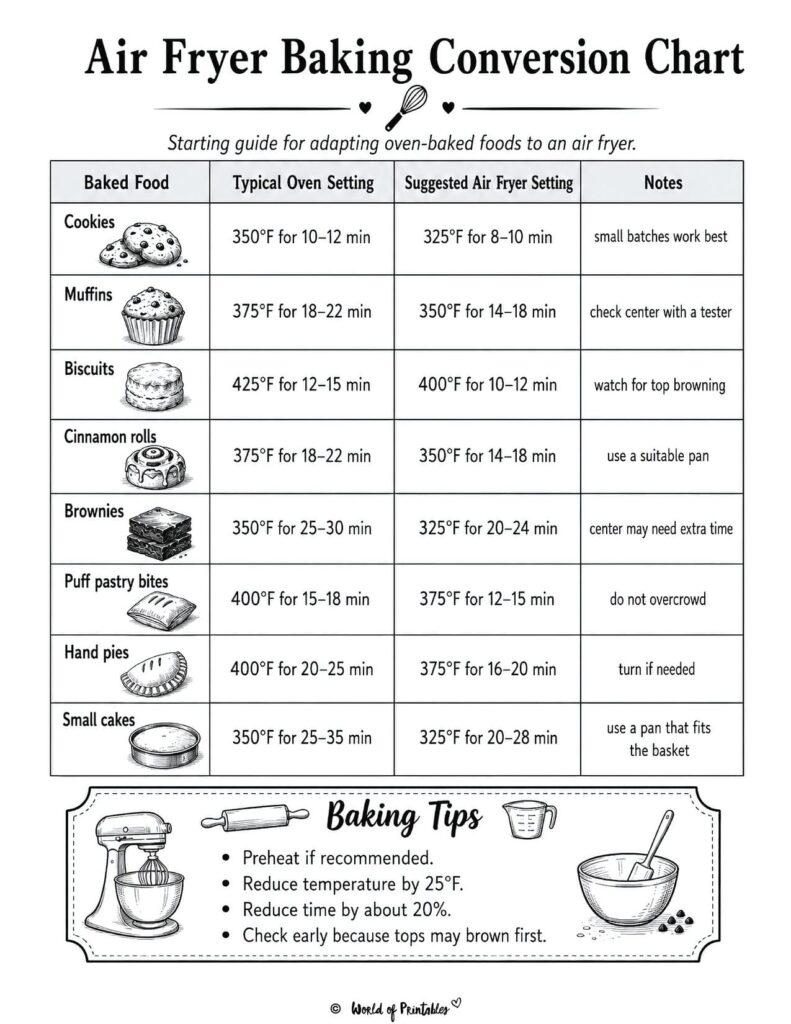 Air Fryer Baking Conversion Chart