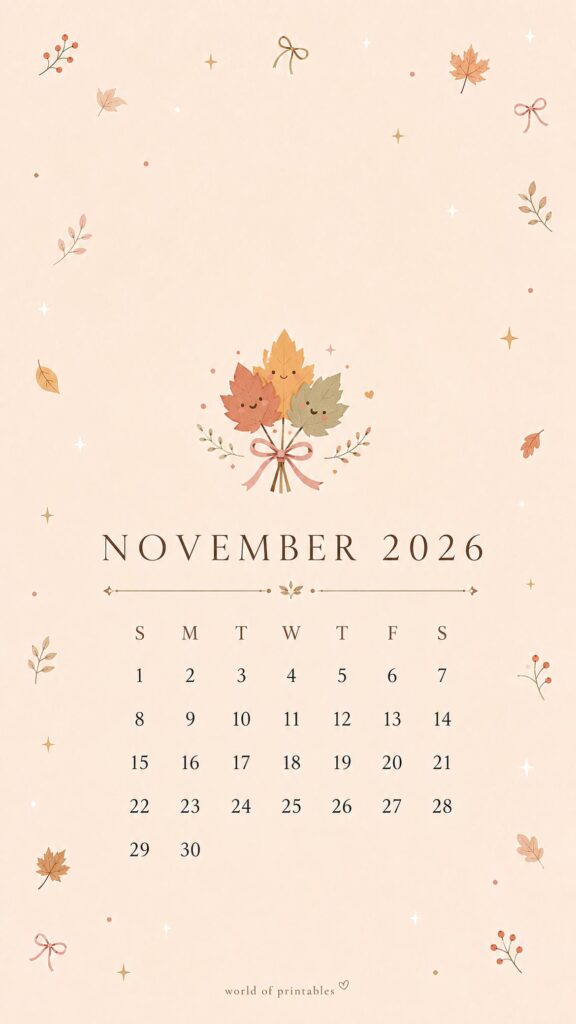 Autumn Leaves November 2026 Phone Wallpaper