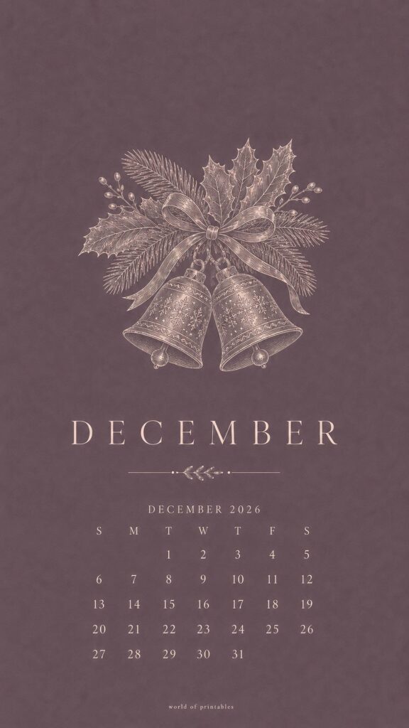 Christmas Bells December 2026 Phone Wallpaper
