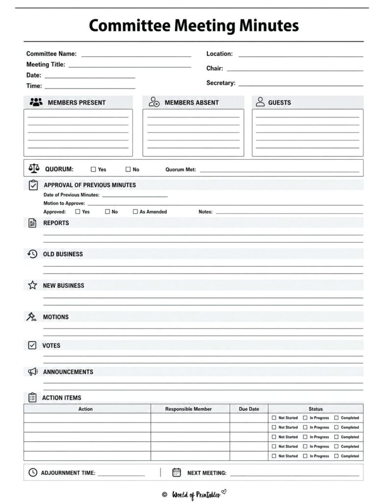 Committee Meeting Minutes Template