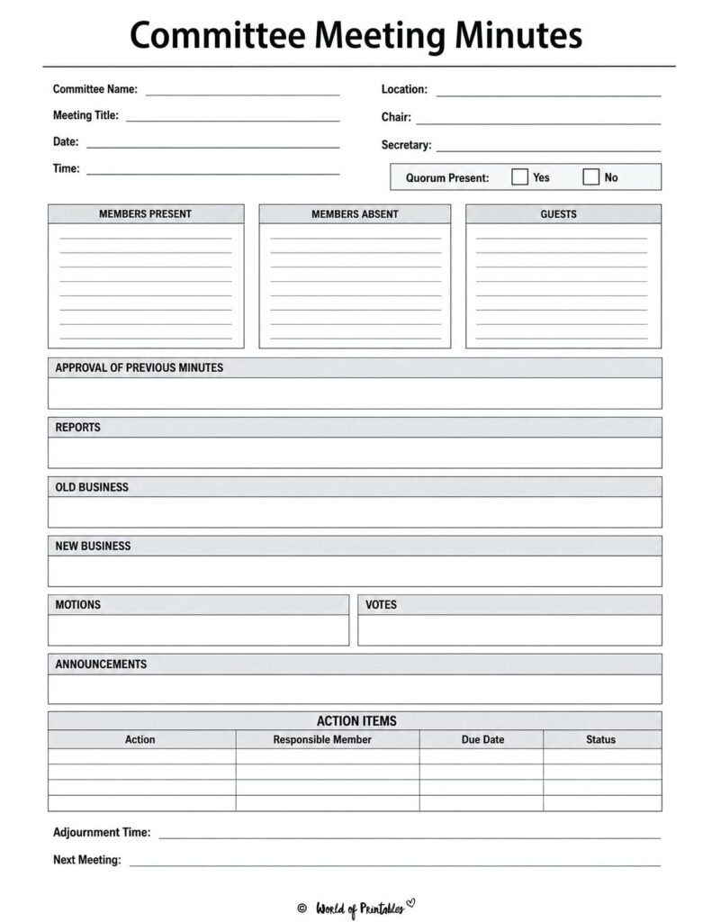 Committee Meeting Minutes Template