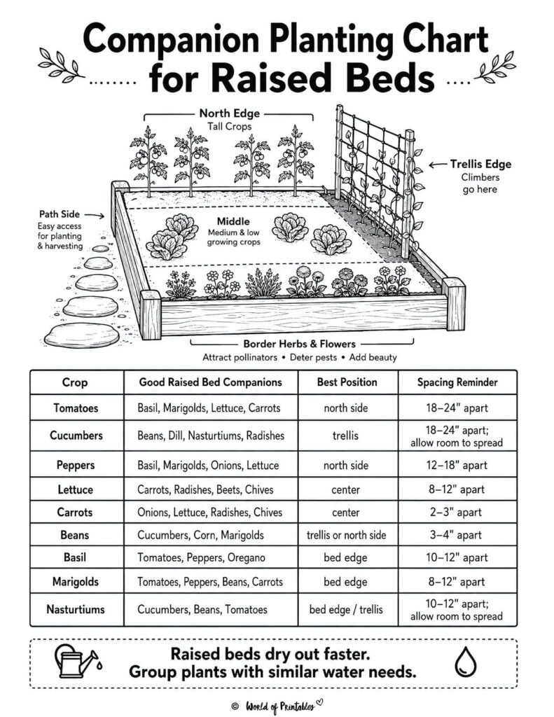 Companion Planting Chart for Raised Beds