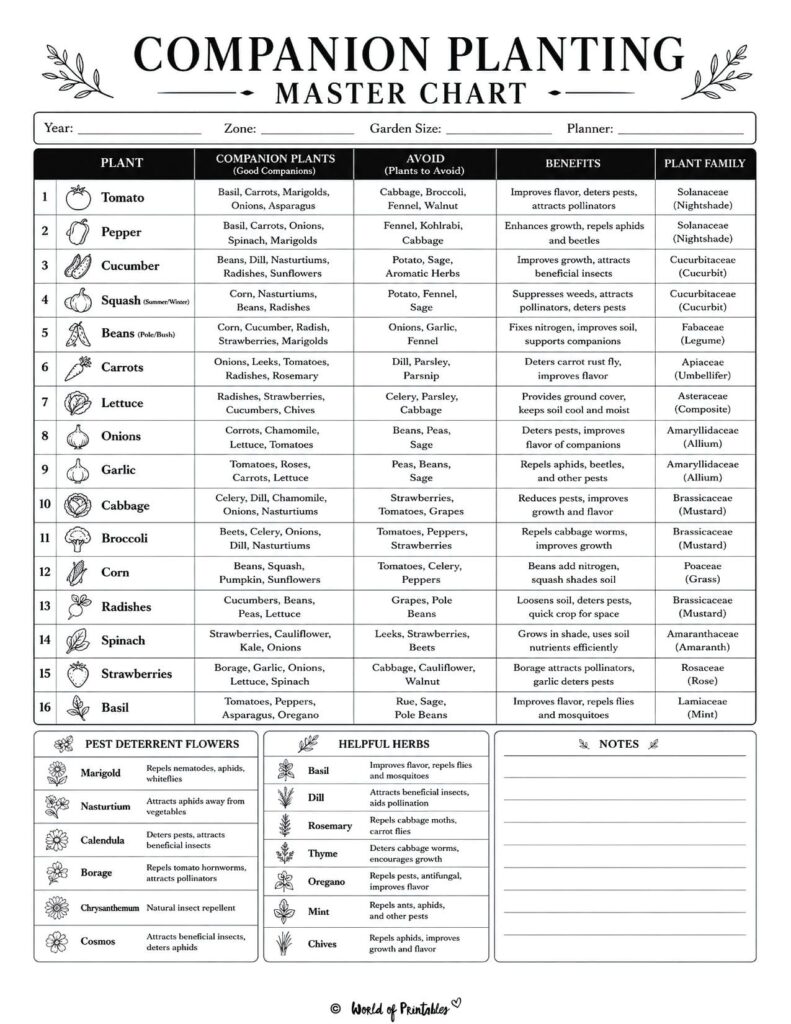Companion Planting Master Chart