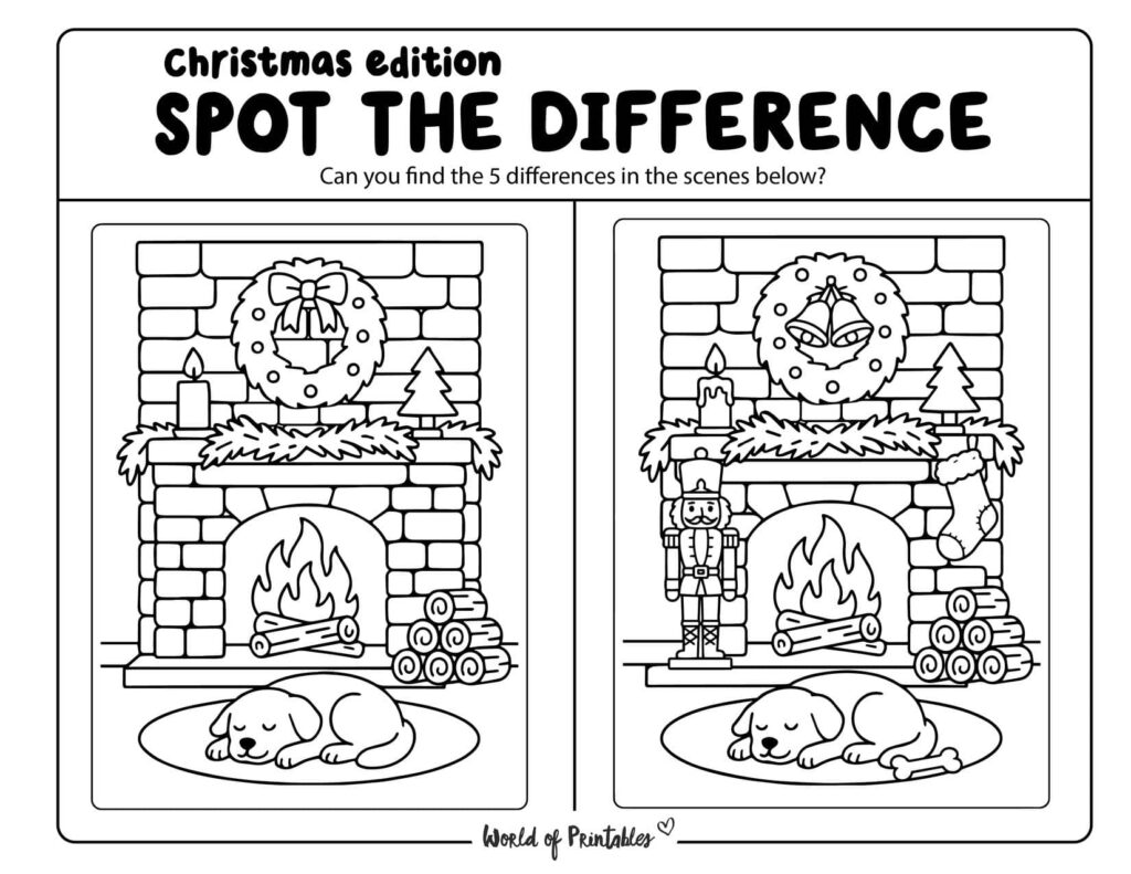 Cozy Fireplace Christmas Spot the Difference