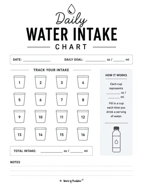 Daily Water Intake Chart