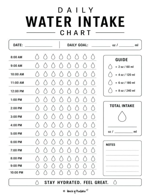 Daily Water Intake Chart