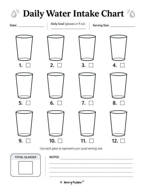 Simple Daily Water Intake Chart