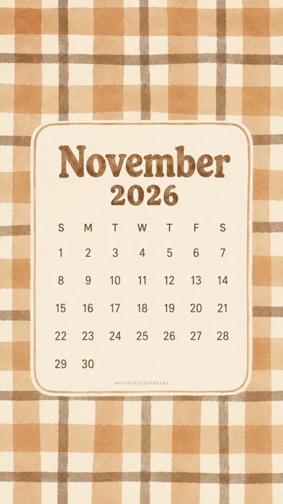 Fall Colors November 2026 Calendar Wallpaper