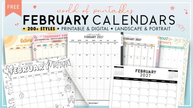 February 2027 Calendars