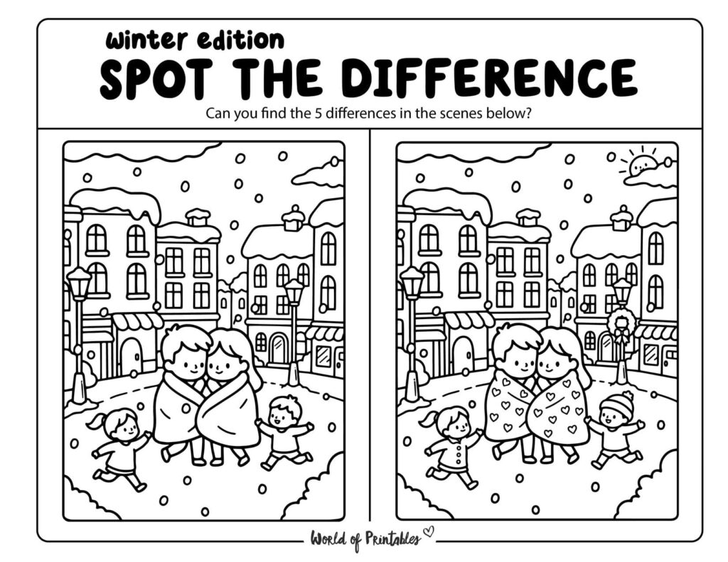 Festive Cuddles Winter Spot the Difference
