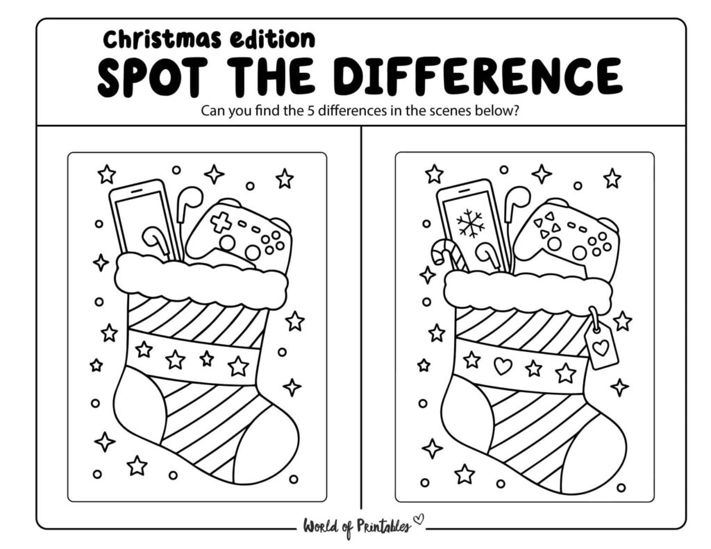 Festive Stocking Christmas Spot the Difference