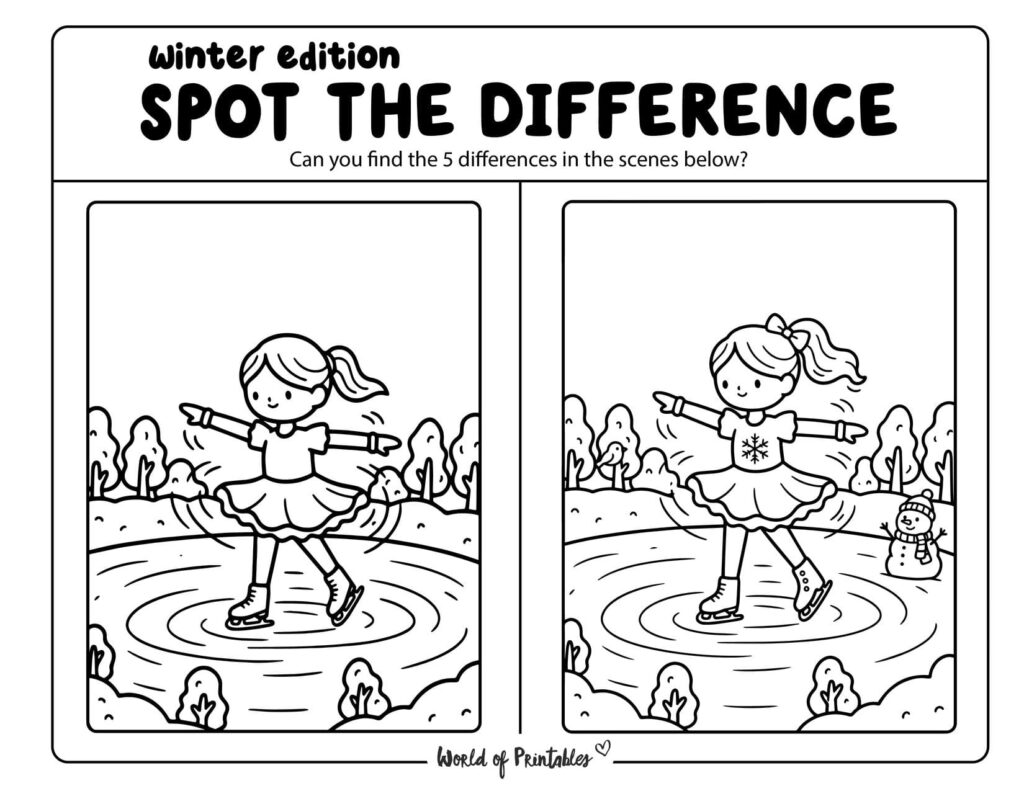 Figure Skater Winter Spot the Difference