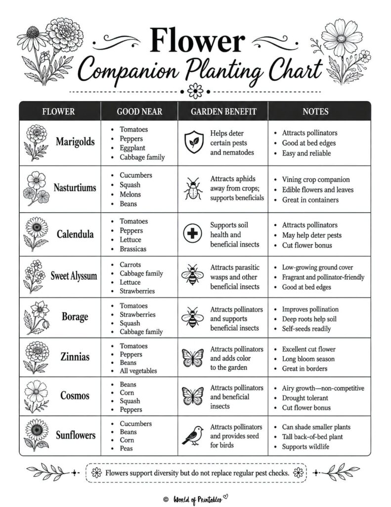Flower Companion Planting Chart
