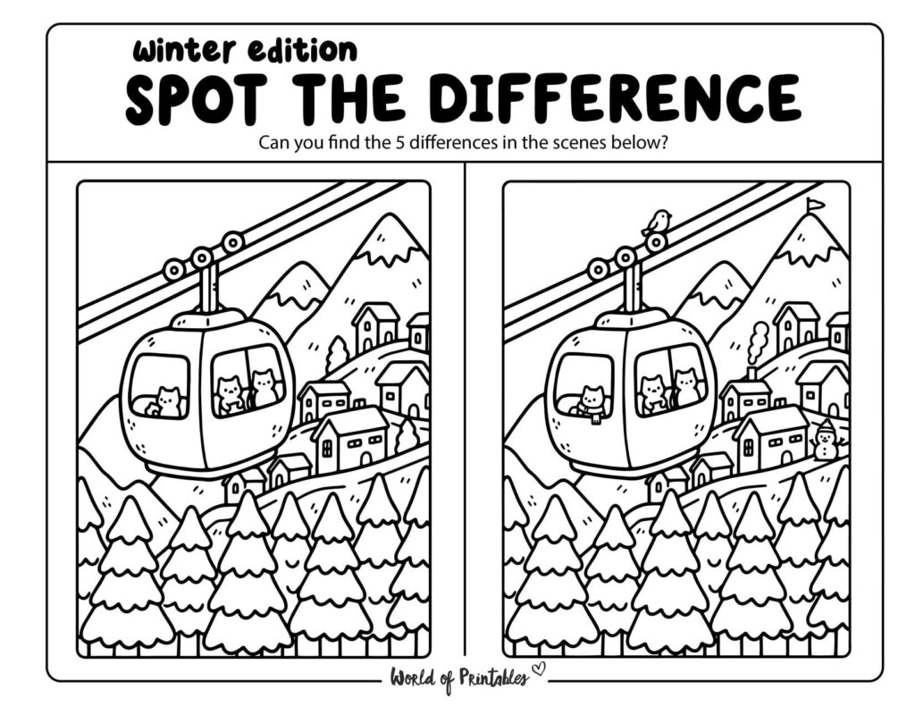 Gondola Ride Winter Spot the Difference