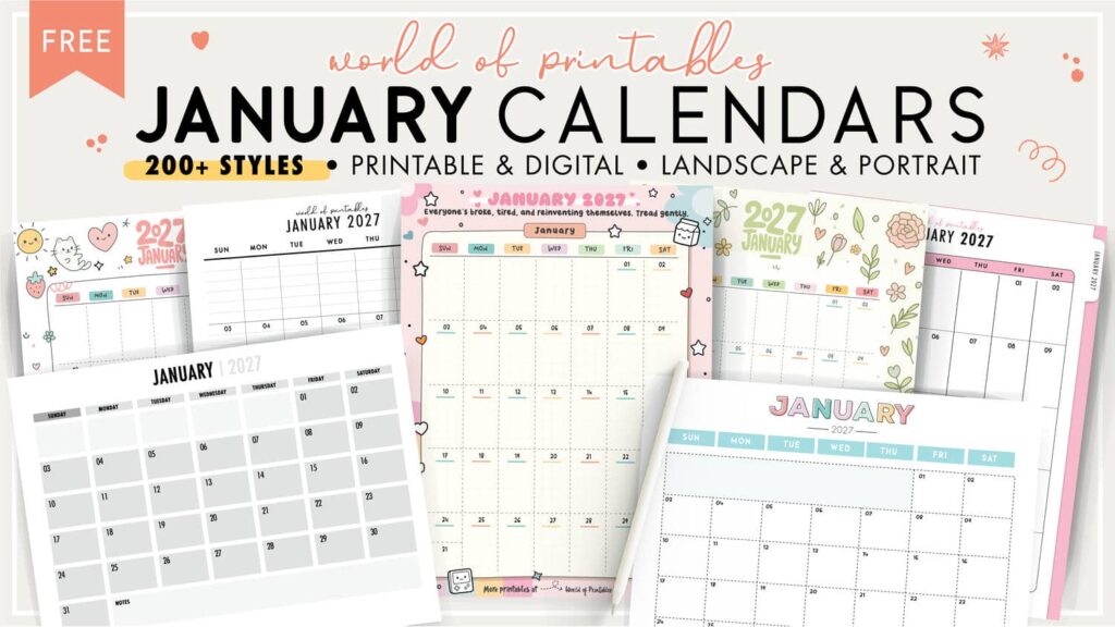 January 2027 Calendars
