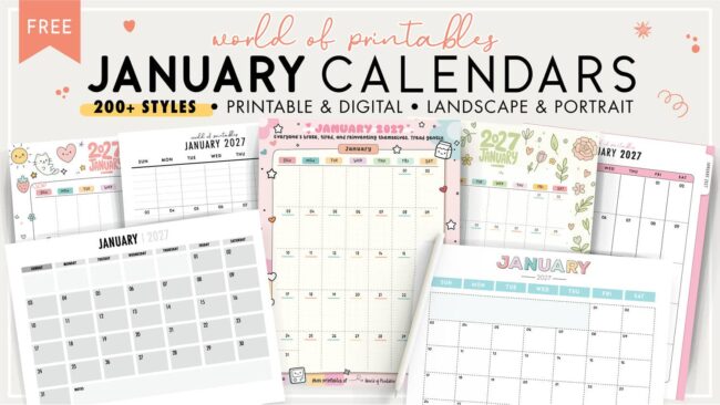 January 2027 Calendars