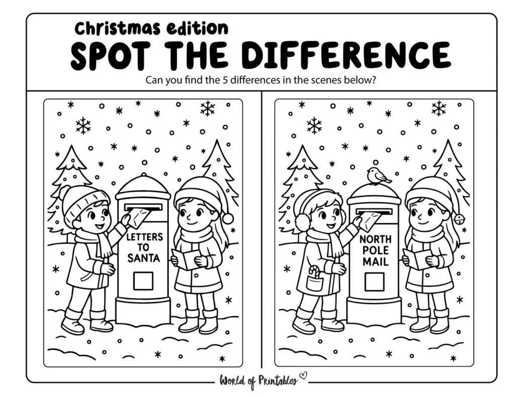 Letters to Santa Christmas Spot the Difference
