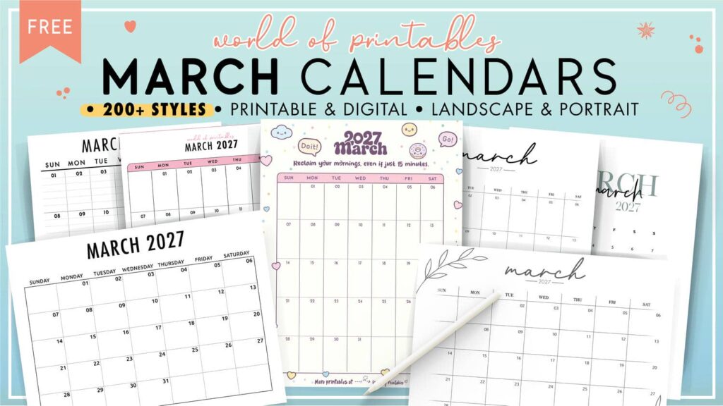 March 2027 Calendars