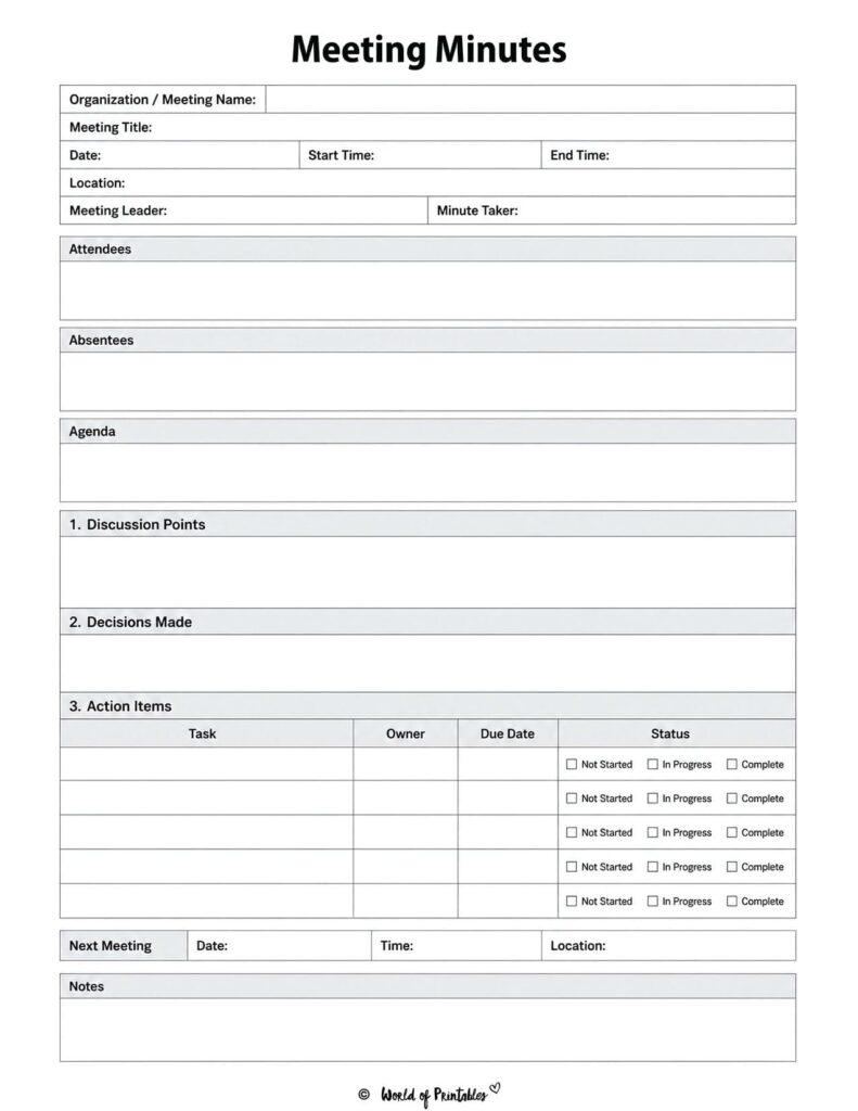 Meeting Minutes Template