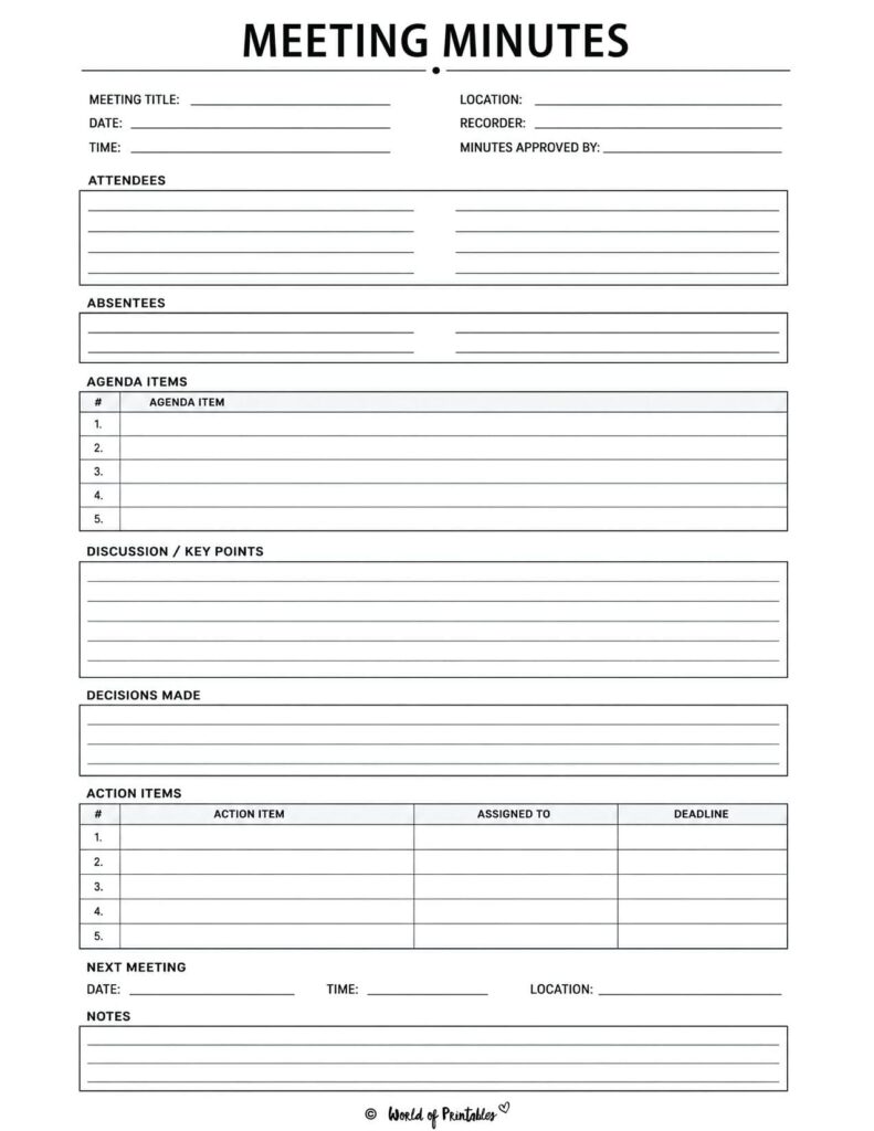 Meeting Minutes Template