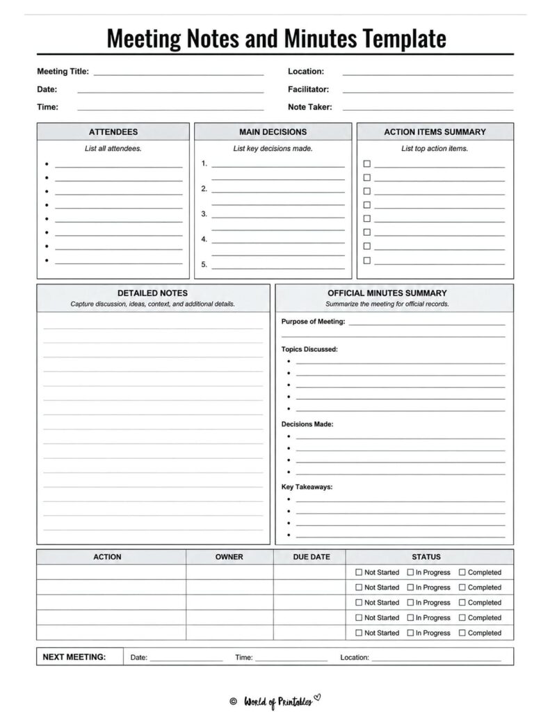 Meeting Notes and Minutes Template
