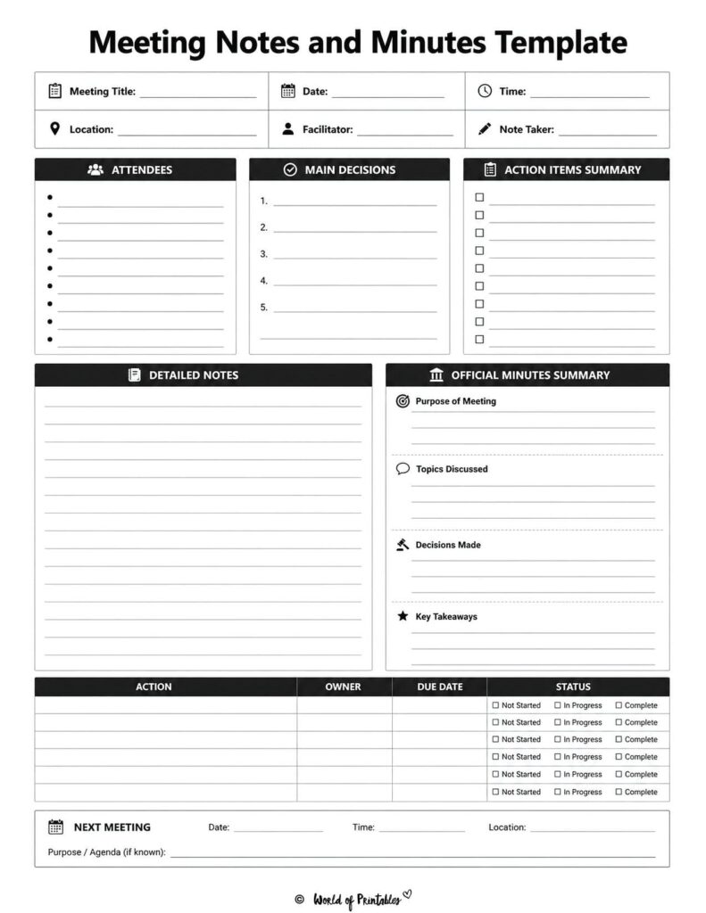 Meeting Notes and Minutes Template