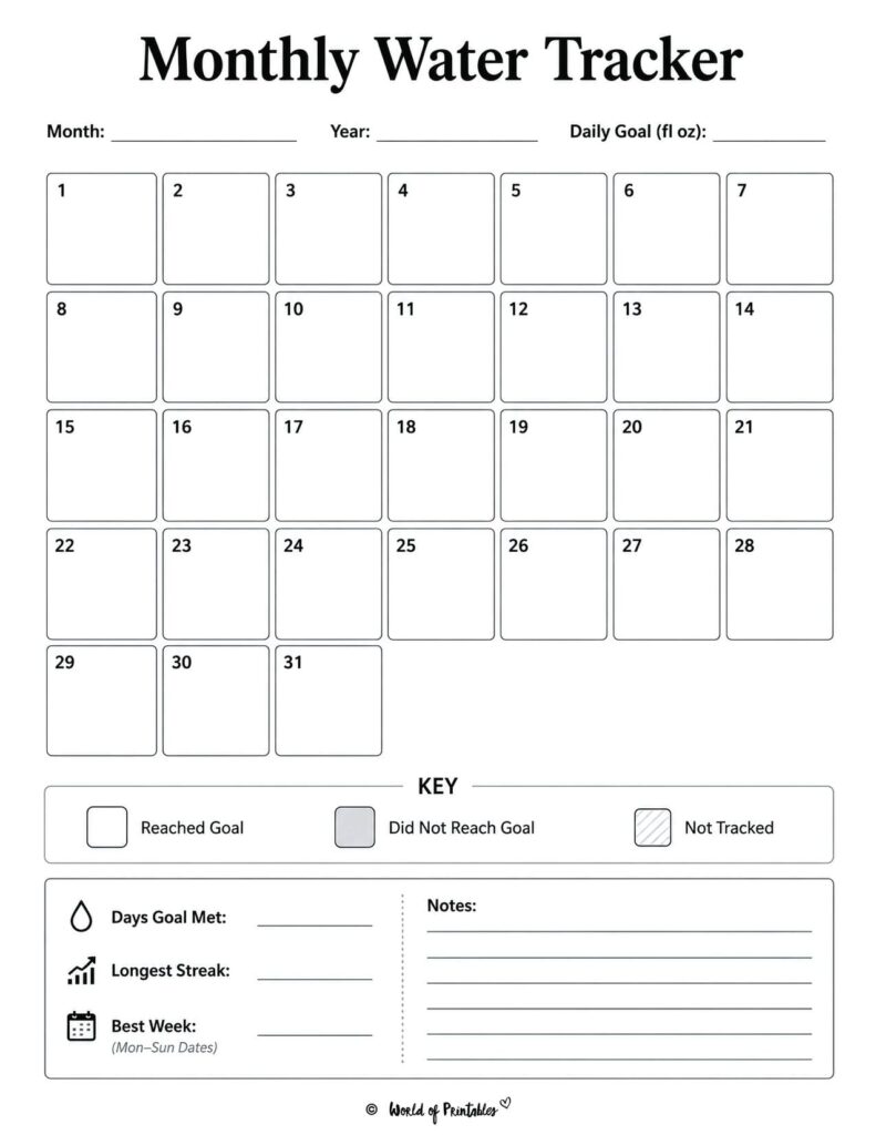 Monthly Water Tracker