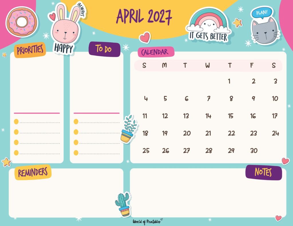Printable April 2027 Calendar Design 110