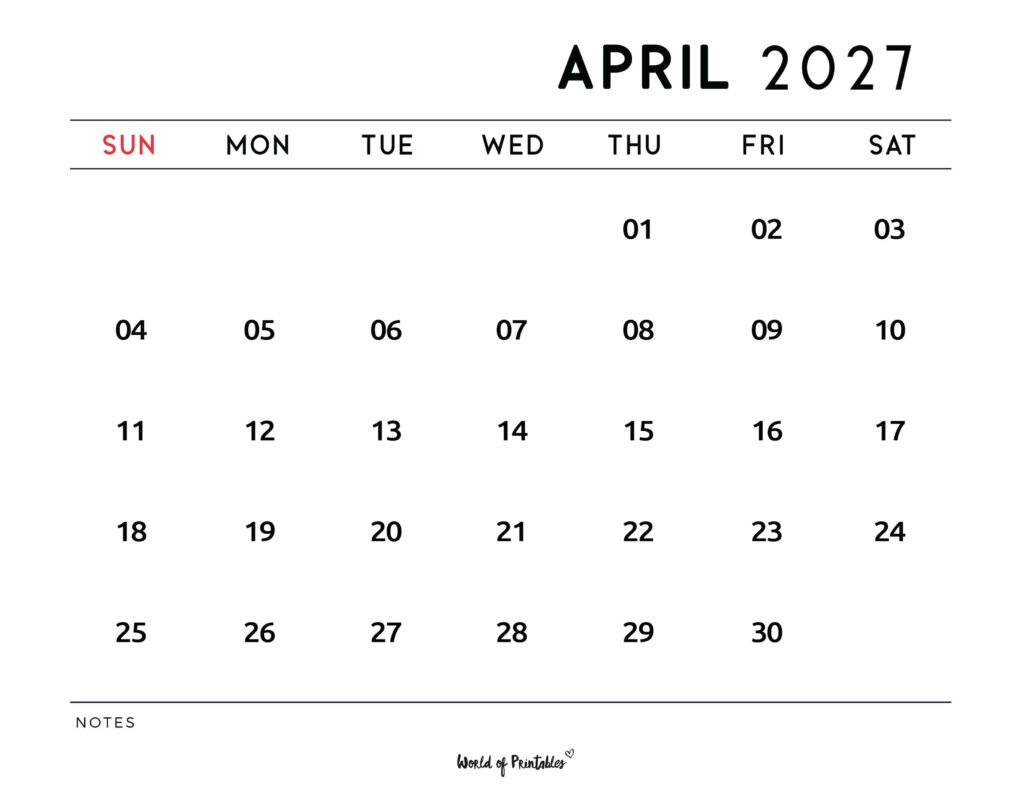Printable April 2027 Calendar Design 112