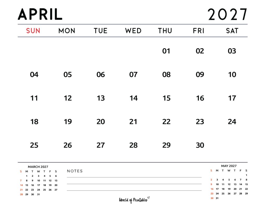 Printable April 2027 Calendar Design 119