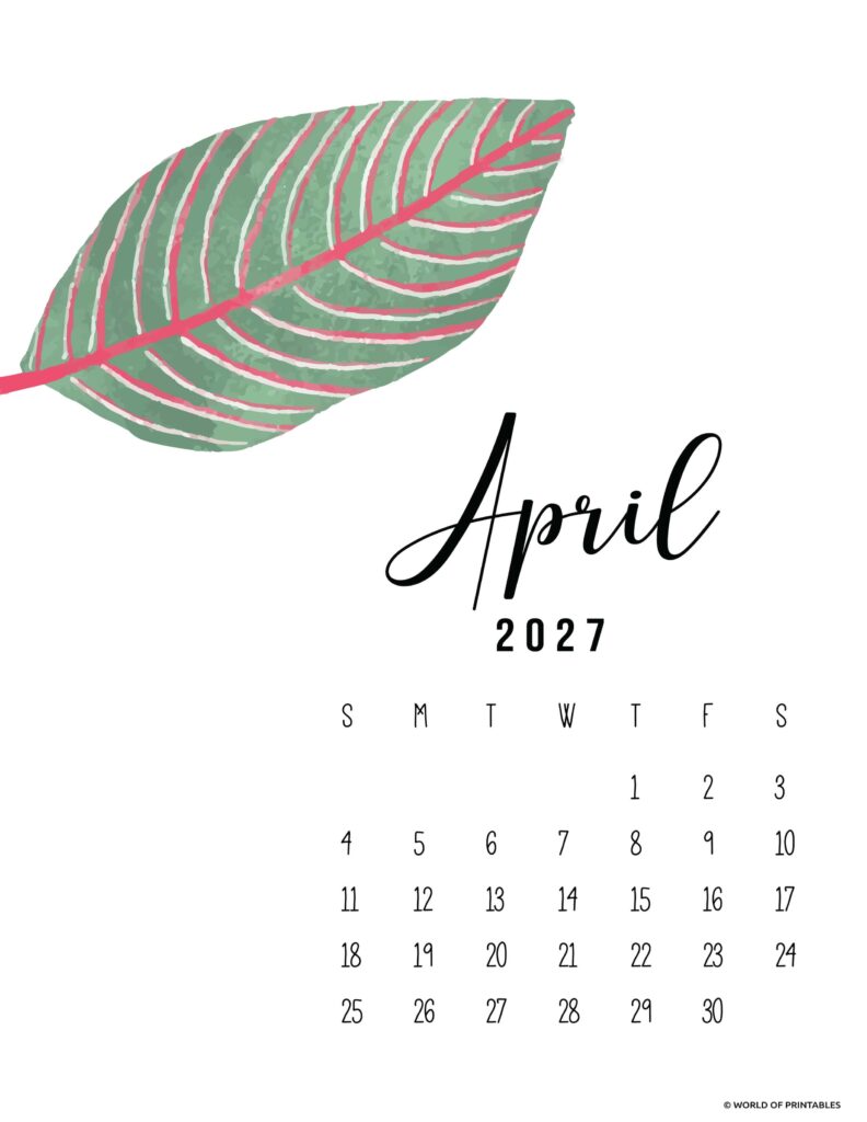 Printable April 2027 Calendar Design 13