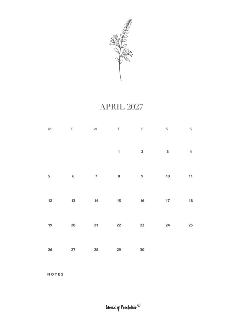 Printable April 2027 Calendar Design 16