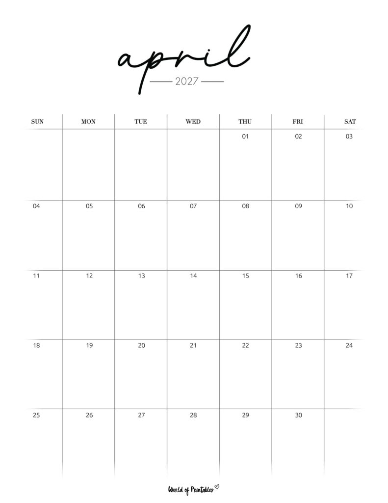 Printable April 2027 Calendar Design 208