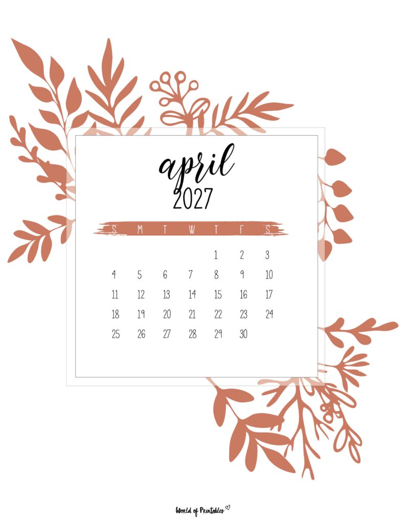 Printable April 2027 Calendar Design 21